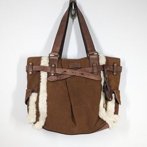 Fossil, Cowhide Shoulder Bag with Faux Fur Trim